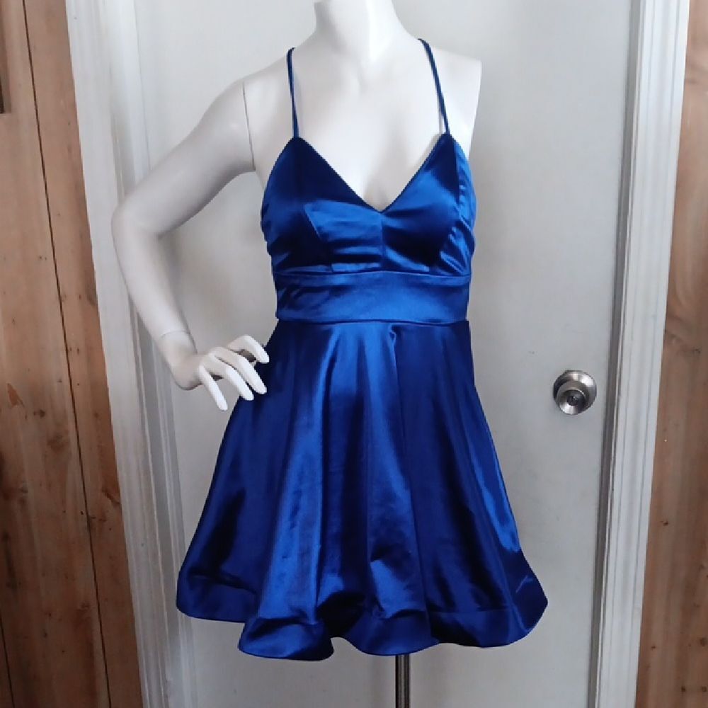 Teeze Me Royal Blue Silk Mini Sundress Size  3-4
